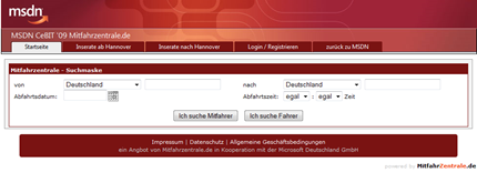 MSDN Cebit Mitfahrzentrale