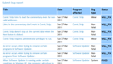 Bug Reports home page Screenshot of the list of bug reports