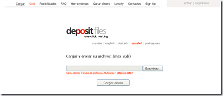 Aspecto de la web Deposit Files Aspecto de la web Deposit Files