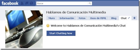 Dentro de la pestaña chat que hemos creado en Facebook