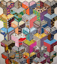 African Hexagons - Quilt-as yo-go hexagon quilt using Interlocking Hexagon Template Ruler, in construction