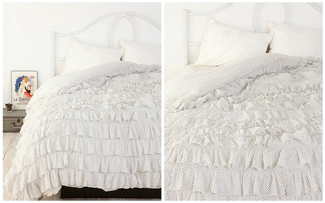 Urban Outfitters Polka Dot Waterfall Ruffle Duvet Cover