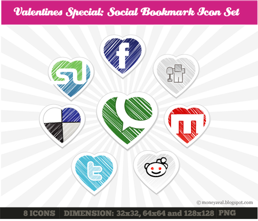Grunge, hand drawn heart Social Bookmarking Icons For delicious, digg, technorati, facebook, twitter, reddit, mix, and stumbleuopn. Png format. Sizes: 32x32px, 64x64px,128x128px 