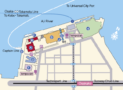 map from tempozan to osakako