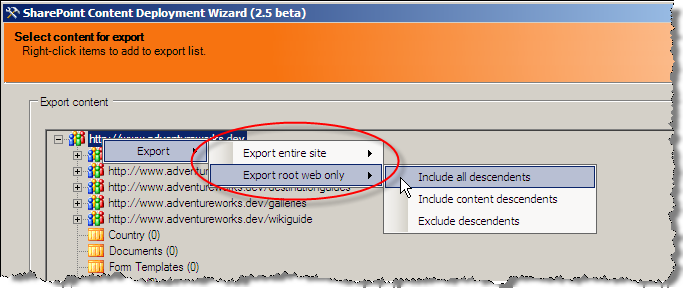 ExportRootWebOnly ExportRootWebOnly