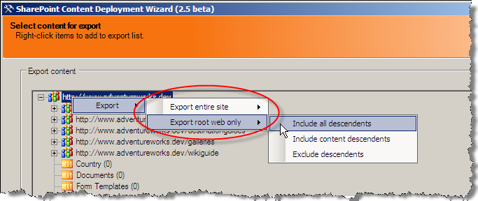 ExportRootWebOnly