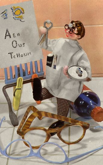Cartes Postales Pop et  Kitsch des années 50, 70 et 70 - Pop and kitsch vintage postcards from the fifties, the sixties and the seventies : Mad doctors - Savants fous