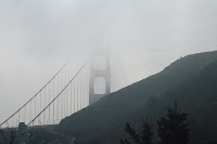 Golden Gate obscured by fog Photo