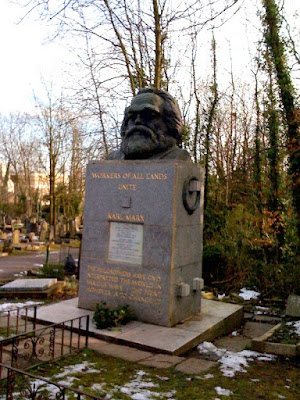 Grave of Karl Marx in Highgate Cemetery in London