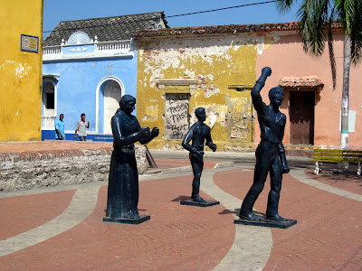Colorful town square in Cartagena, Colombia