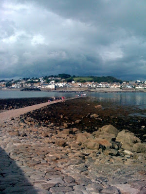 St Michaels Mount and the footpath to get there in Cornwall