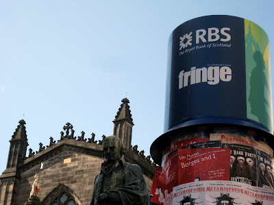 Edinburgh Fringe Festival advertisement on the Royal Mile