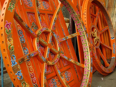 Frames of gers for sale at the Black Market in Ulaanbaatar