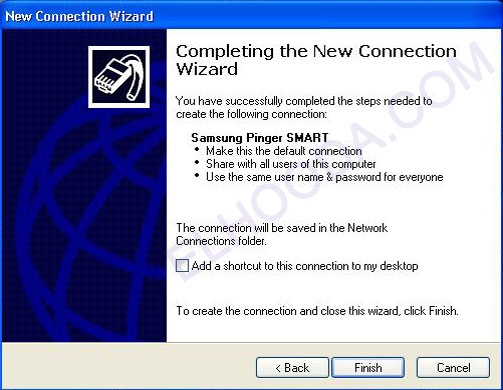 Klik di sini untuk memperbesar gambar Completing the New Connection Wizard
