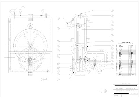 Third Year Mechanical Engineering AutoCAD drawing - Gearbox Assembly