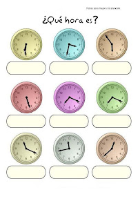 APRENDER LA HORA – FICHAS PARA APRENDER LA HORA APRENDER LA HORA – FICHAS PARA APRENDER LA HORA