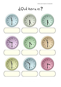 ¿QUE HORA ES? – FICHAS PARA APRENDER LA HORA ¿QUE HORA ES? – FICHAS PARA APRENDER LA HORA