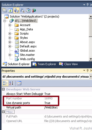 Vishal Joshi's Tangent: Multiple instances of Visual Studio Development  server getting created