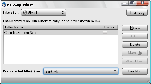 Thunderbird Message filters for Gmail