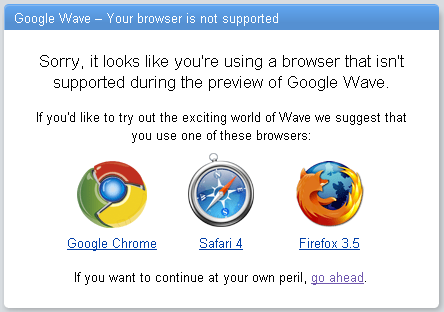 Google Wave preview browser not supported