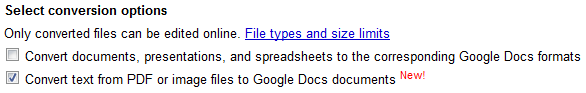 Google Docs convert image and PDF files