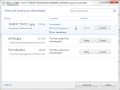 IE9 download manager with failed Gmail downloads