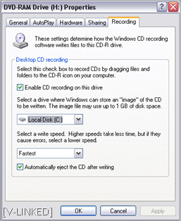 enable CD writing wizard