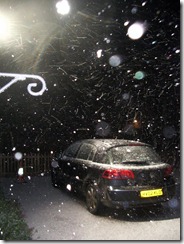 The Renault - being snowed on.