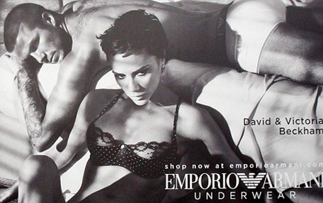 David and Victoria Beckham bedtime scene Armani Underwear Ad Photo Spring 