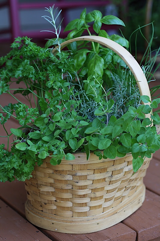 herb baskets home in the country