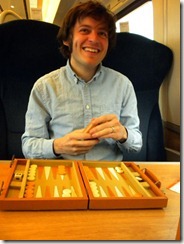 Danny playing backgammon