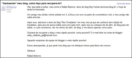 Pedido de ajuda Pedido de ajuda