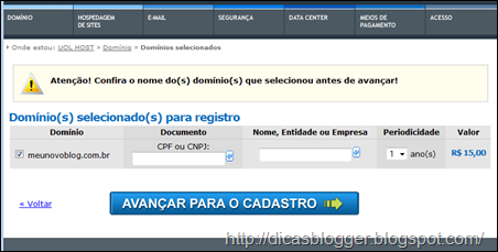 registrando o dom&iacute;nio
