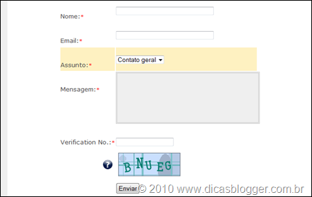 Formulário dentro de uma página formulario-de-contato-blogger