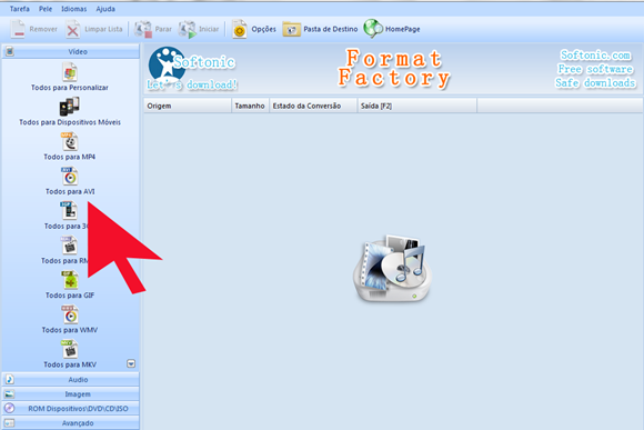 Todos para AVI formatfactory