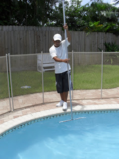 brushing the pool walls