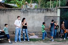 Watching a street fair in Honduras.