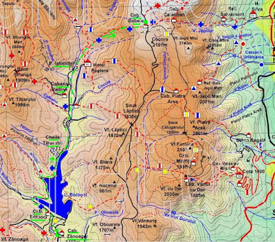 Harta Bucegi: Cabana Zanoaga - Padina- Babele - Busteni