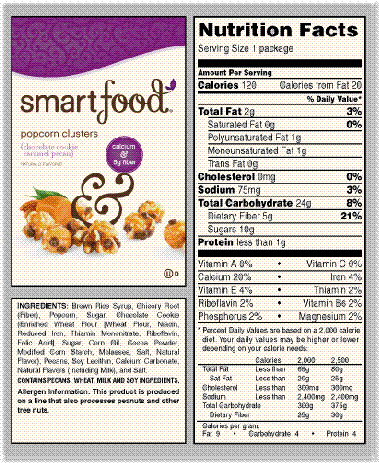smartfood nutritional label