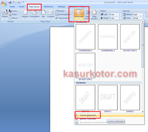 Membuat Watermark Di Dokumen MS Office Word