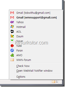 Cek email Gmail, Yahoo, Hotmail dengan WebMail Notifier « Kaskot