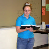 Princess Emily reads from her Big Book entry.