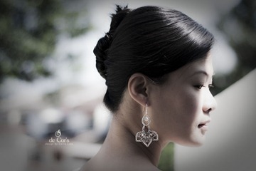Handmade Wire Jewelry Silver Lotus Earrings for Wedding