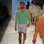 A model walks the runway at the Perry Ellis Spring 2011 fashion show during Mercedes-Benz Fashion Week at The Stage at Lincoln Center on September 13, 2010 in New York City.
