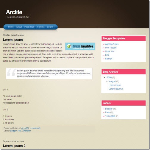 arclite-blogger-template