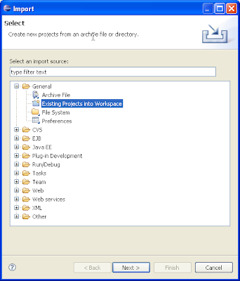 Eclipse   import existing project
