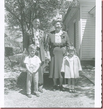 Dennis and Becky with Grandpa and Grandma Easter 1951 Dennis and Becky with Grandpa and Grandma Easter 1951