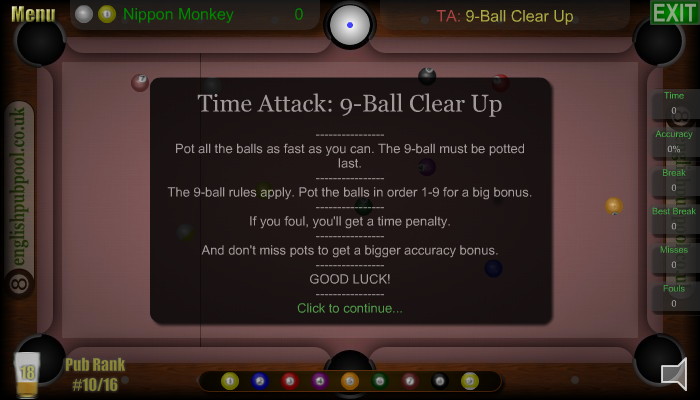 Time Attacks - American 9-Ball Pool - Screen Shot Time Attacks - American 9-Ball Pool - Screen Shot