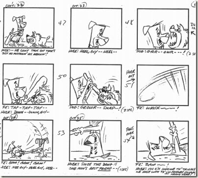 Huckleberry Hound storyboard art from Caveman Huck