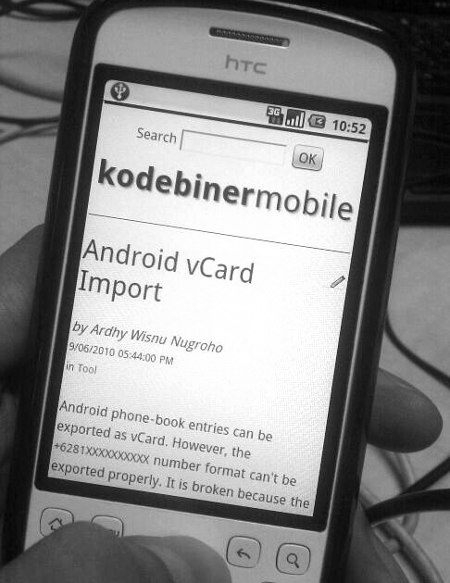 Kodebiner mobile friendly mode on HTC Magic